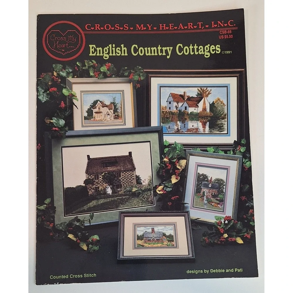 Cross‎ My Heart English Country Cottages Cross Stitch Chart Pattern Vtg 1991